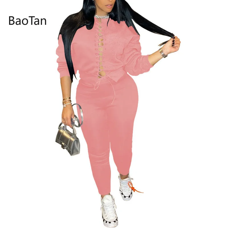 

2 Piece Outfits for Women Pants and Top Spring/Autumn Two Piece Set Women Casual Pullover Elastic Waist