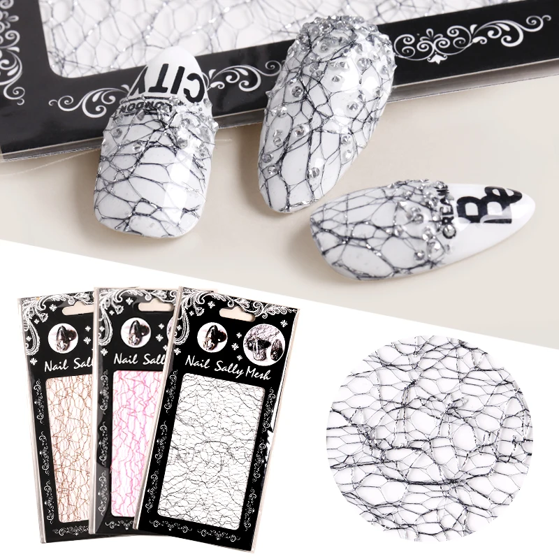 1PC 3D Mesh Fluorescent Nail Stickers Gold Silver Mixed Colors Stripe Line Tape on Nails Adhesive Silk Foil Art Decorations | Красота и
