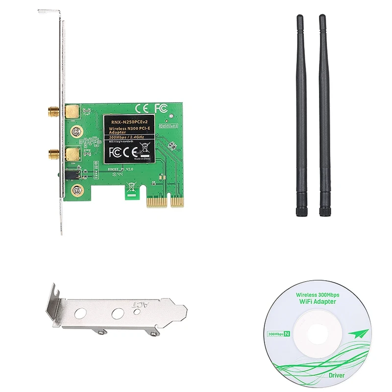 2 4G беспроводной 300 Мбит/с Pci-Express адаптер 802.11B/G/N Wifi карта с антенной для ПК Windows