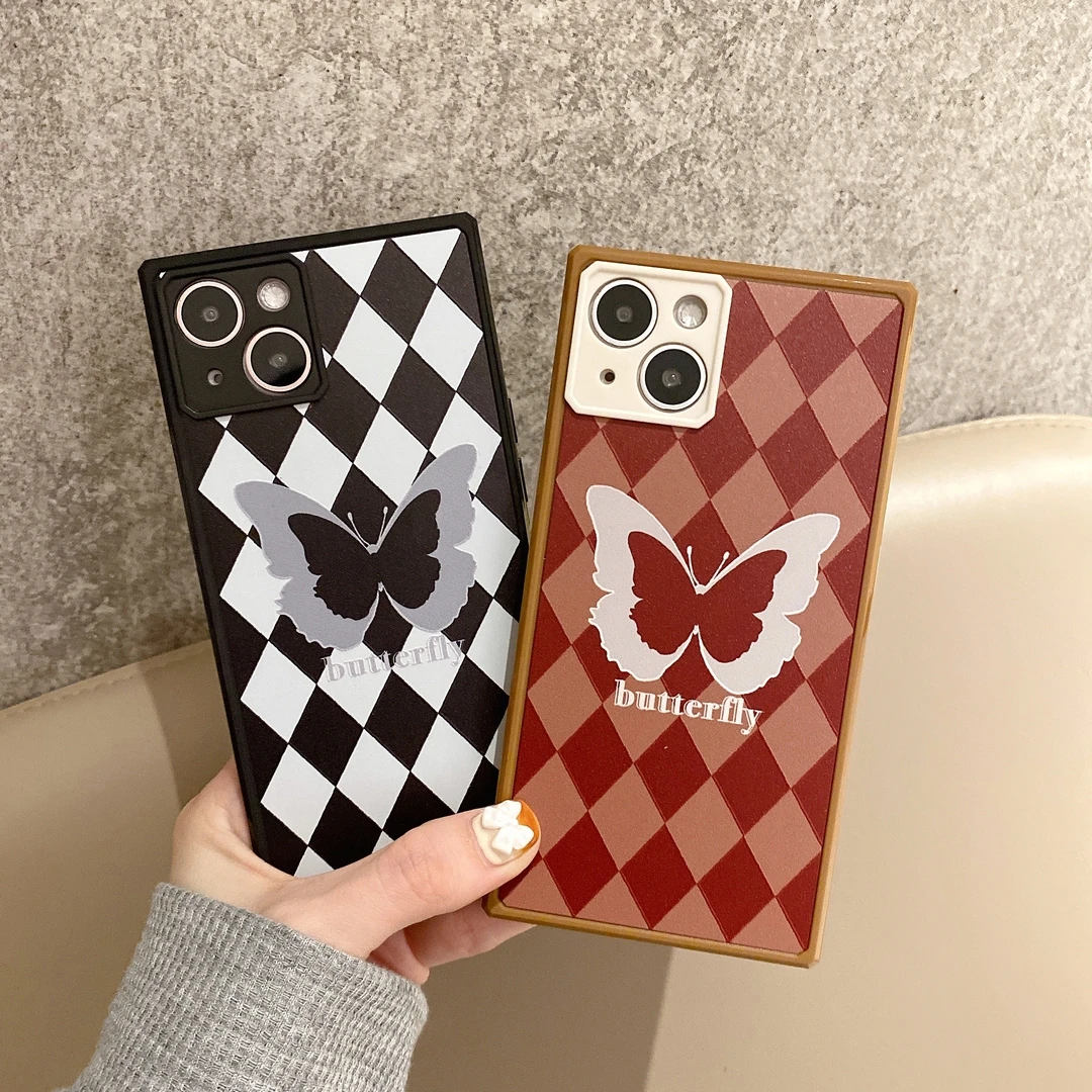 

Butterfly Pattern Lattice Background for IPhone 13Promax 13 12 12promax XR XS Xsmax 11 11Pro 7p 8plus Antiskid Soft Shell