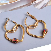 kshmir european and american style fashion earrings simple gold heart shape seven color crystal earrings exquisite women jewelry