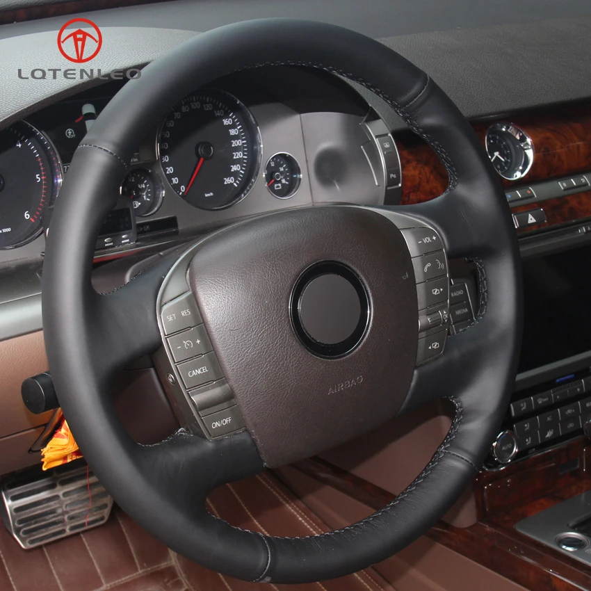 LQTENLEO черная искусственная кожа ручная строчка для Volkswagen VW Phaeton 2011 2015|car steering wheel