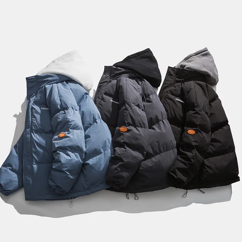 Мужская парка из двух частей с капюшоном зимняя свободная утепленная одежда