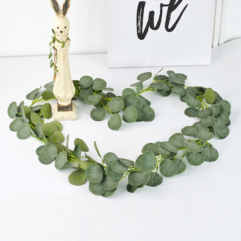 

LuanQI 2M Hanging Eucalyptus Garland Artificial Plants Vine Willow Leaf Rattan Garden Home Decor Party Wedding Props Decorations