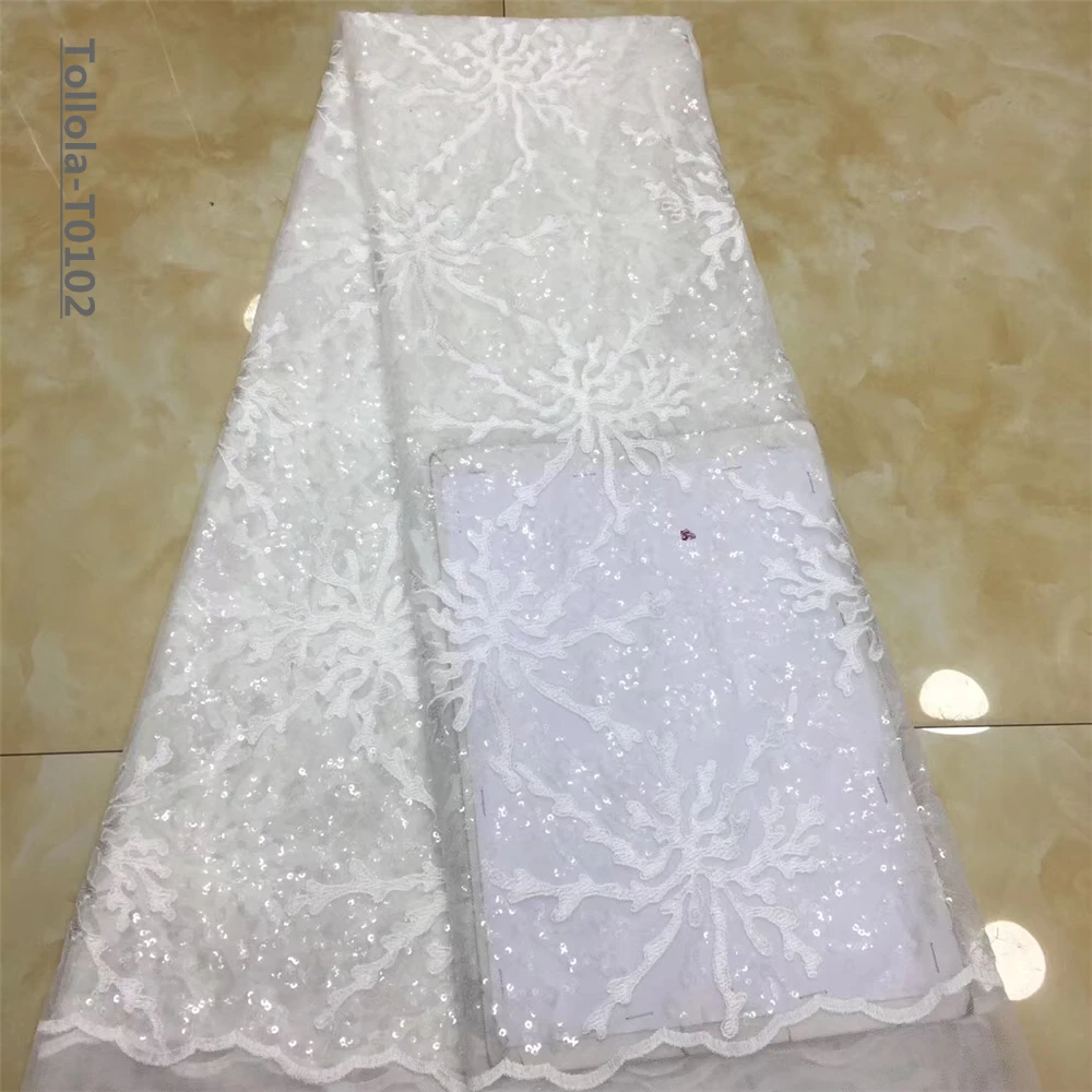 2019 high quality French Nigerian sequins net lace African tulle mesh sequence fabric for party dress 5yards/lot Royal Blue | Дом и сад