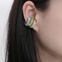 ingesight z luxury shiny rhinestones crystal clip earrings without piercing small cuff ear bone fake cartilage earrings jewelry
