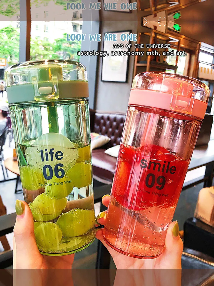 

Lovers water cup male and female students net red handy cup plastic simple frosted lovely high value portable