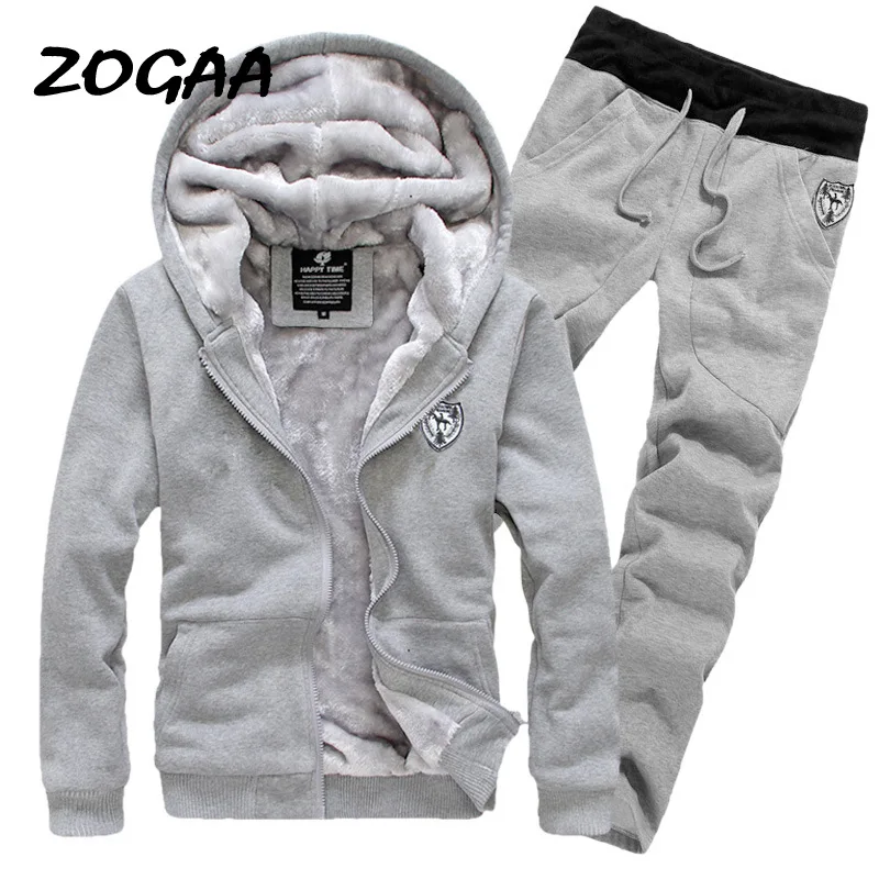 

Zogaa New Fashion Autumn Winter Clothing Men's Clothing Thick Korean Hooded + Pants Roupas Masculinas Men Set Tide Jacket