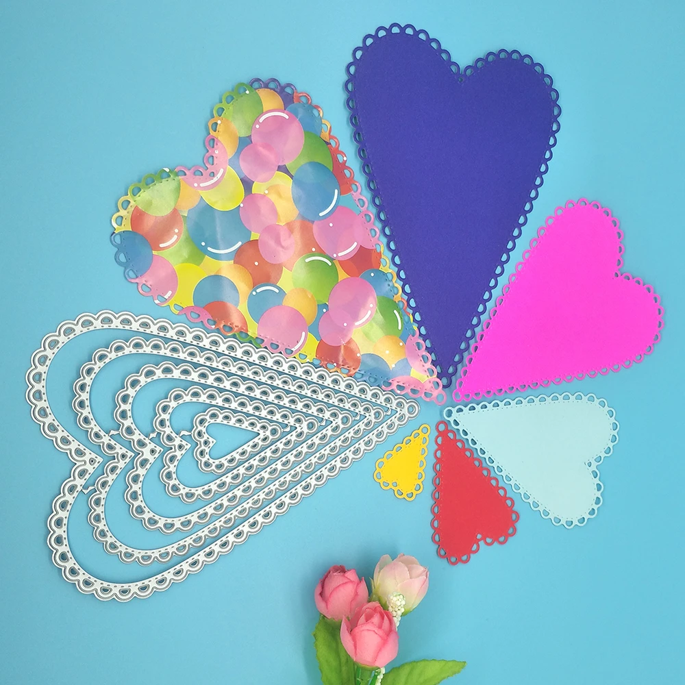 

5-layer metal cutting mold with lace peach heart, scrapbook, photo album decoration, DIY handmade art