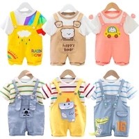baby boygirl clothes summer birthday suits newborn party dress soft cotton solid rmper belt pants infant toddler set