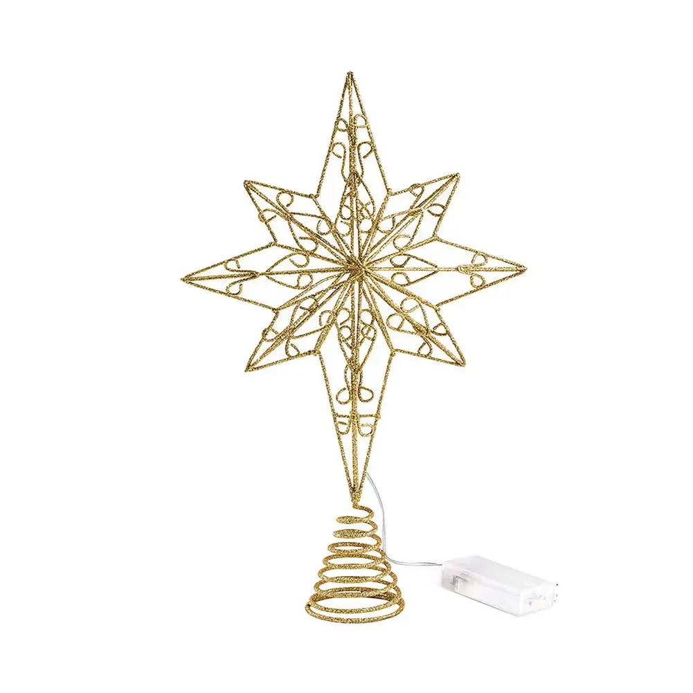

Рождественская елка Золотая звезда Топпер восьмиугольный Топпер светодиодный светильник кой праздничный декор настольные украшения