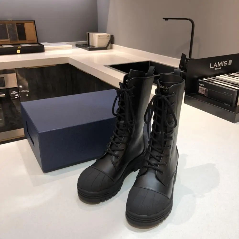 

Shoes Woman Catwalk Short Boots Leather Elastic Band Booties Thick Bottom Platform Cozy Shoes Chaussures Femmes De Mujur