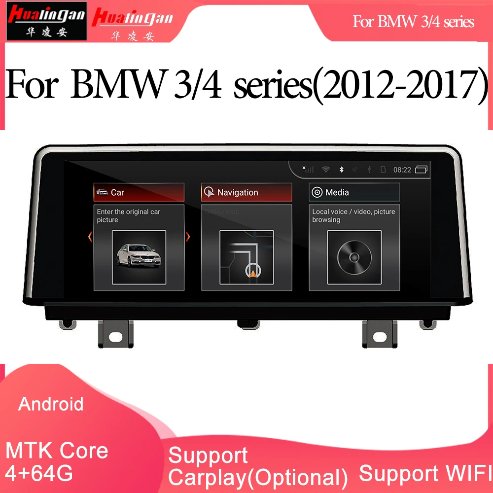 

Hualingan For BMW 3/4 series,NBT system,10.25 inch Android car multimedia system MTK Core 4G internet 64G storage WIFI Carplay