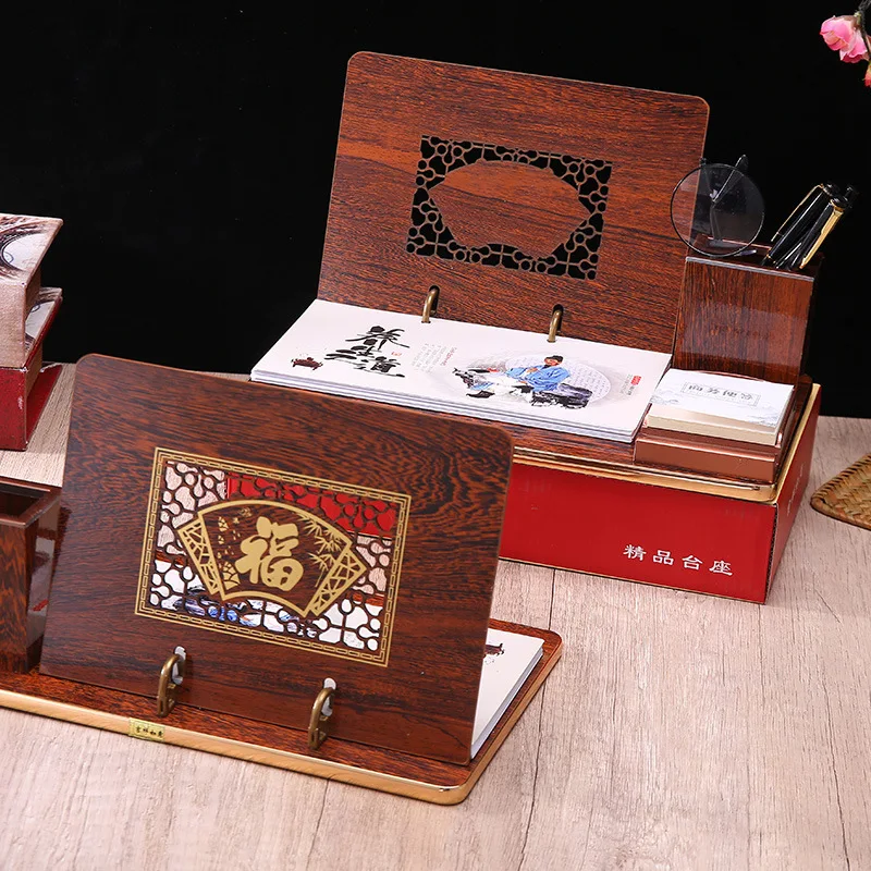 Decoraci&oacute;n de a&ntilde;o de Tigre, marco de calendario de escritorio de madera de negocios, florero de l&aacute;piz grande, caja de regalo de decoraci&oacute;n, Plan antiguo 2022-2