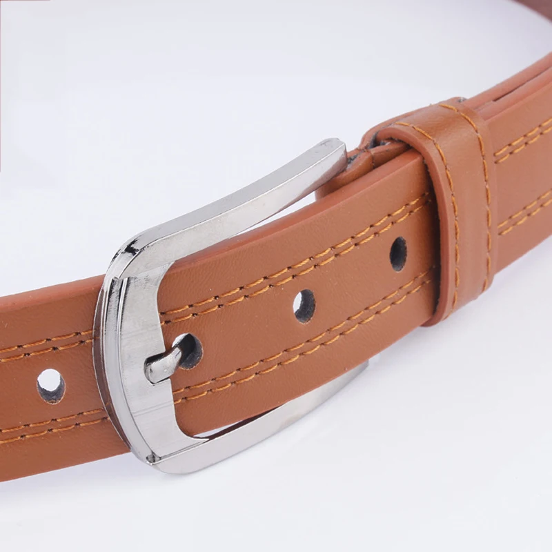 Высокое качество мужской ремень Одноцветный имитация кожи пряжка Повседневный