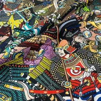 beautiful 100 cotton fabric colour cartoon samurai pattern digital print sewing material diy home patchwork dress clothing