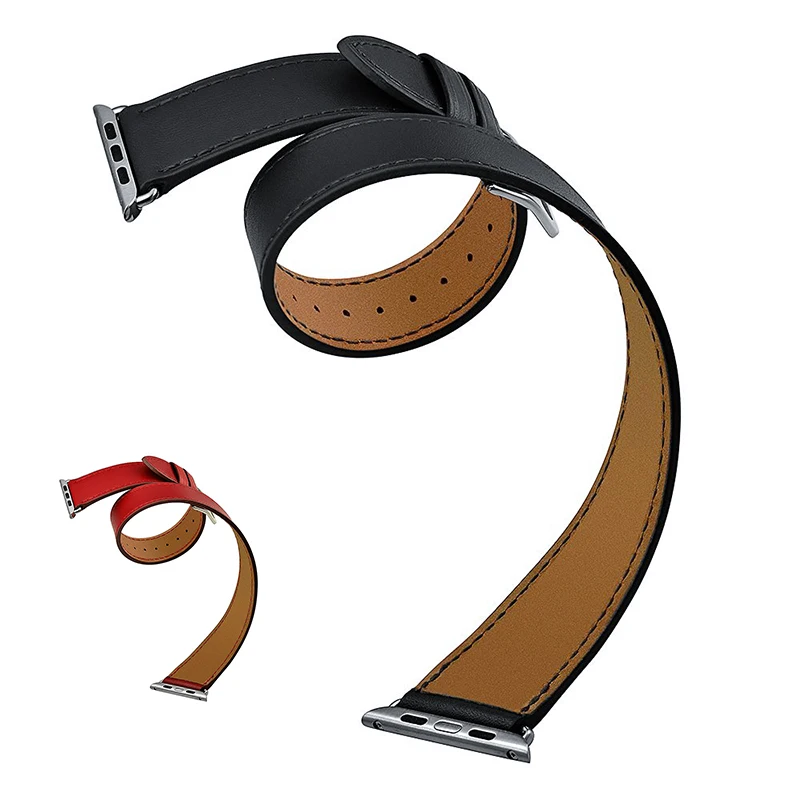 Кожаный ремешок для Apple Watch Series 5 4 40 мм 44 iWatch3 38 42 серия двойной тур кольцо