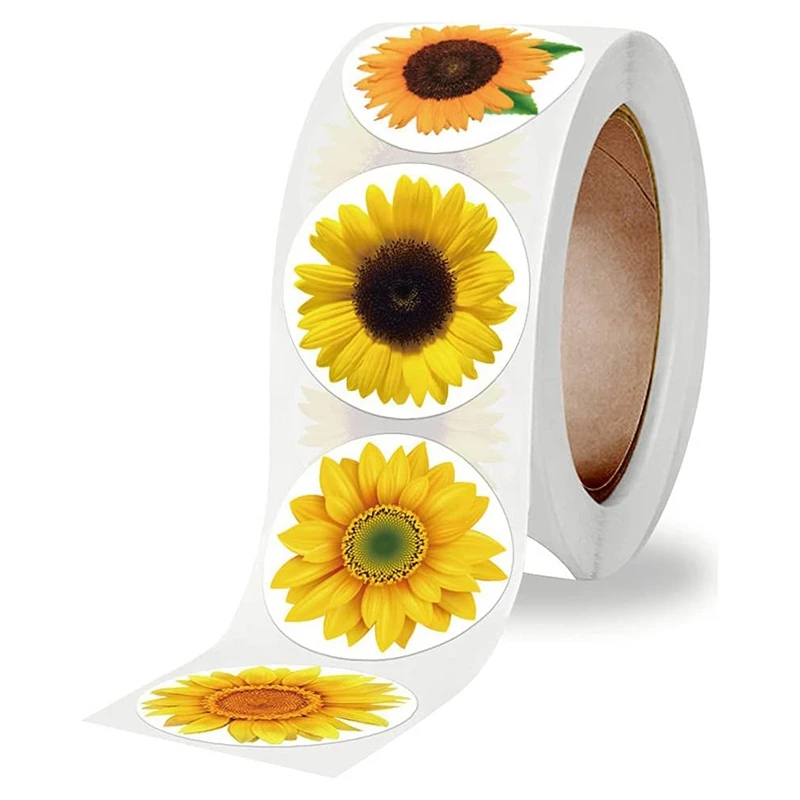 

Наклейки в виде подсолнухов, 500 шт., 1 дюйм, Самоклеящиеся украшения, наклейки на День Благодарения