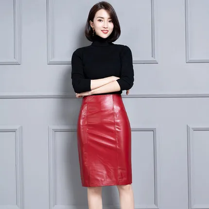 2019 Новая модная юбка из натуральной овечьей кожи K24 | Женская одежда