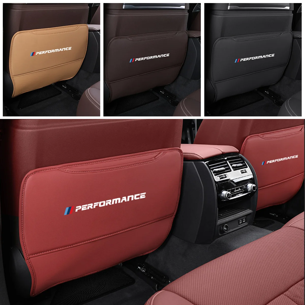 

For BMW PU Leather Anti-Child-Kick Pad for Car Waterproof Seat Back Protector Cover Auto Anti Mud Dirt Pads with Storage Bag