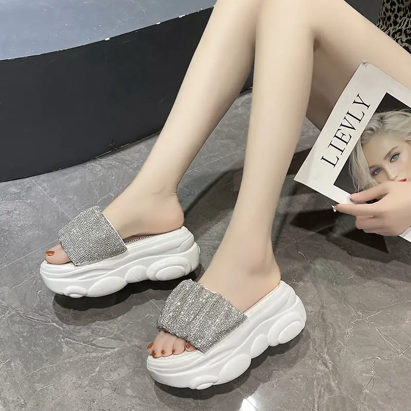 

Сандалии на толстой подошве для женщин, летние односторонние сандалии с открытым носком на танкетке, 2021