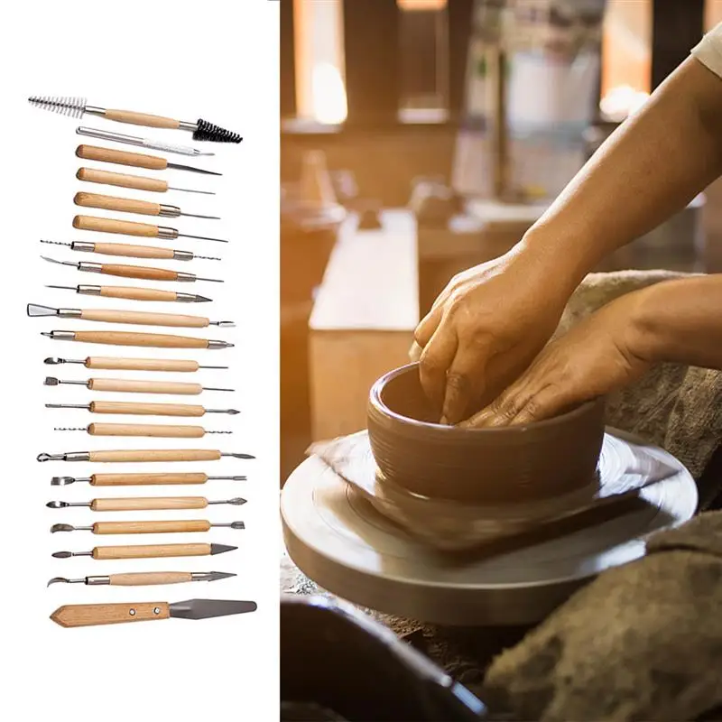 

61PCS Ceramic Clay Tools Set Polymer Clay Tools Pottery Tools Set Wooden Pottery Sculpting Clay Cleaning Tool