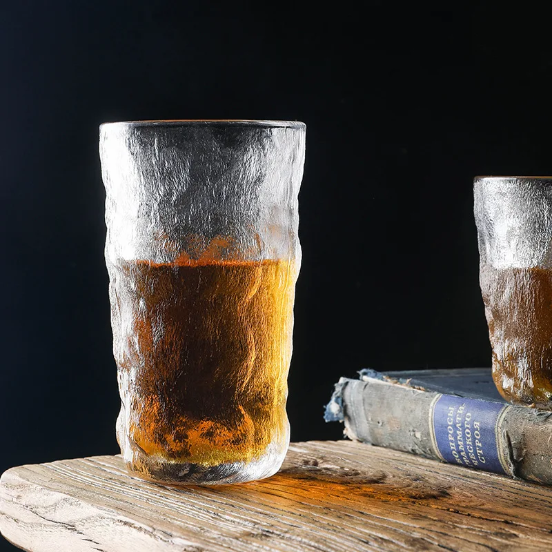 

New Simple Frosted Glacier Pattern Glass Fashion Large Capacity Water Glass Whiskey Glass Creative Bark Pattern Coffee Cup