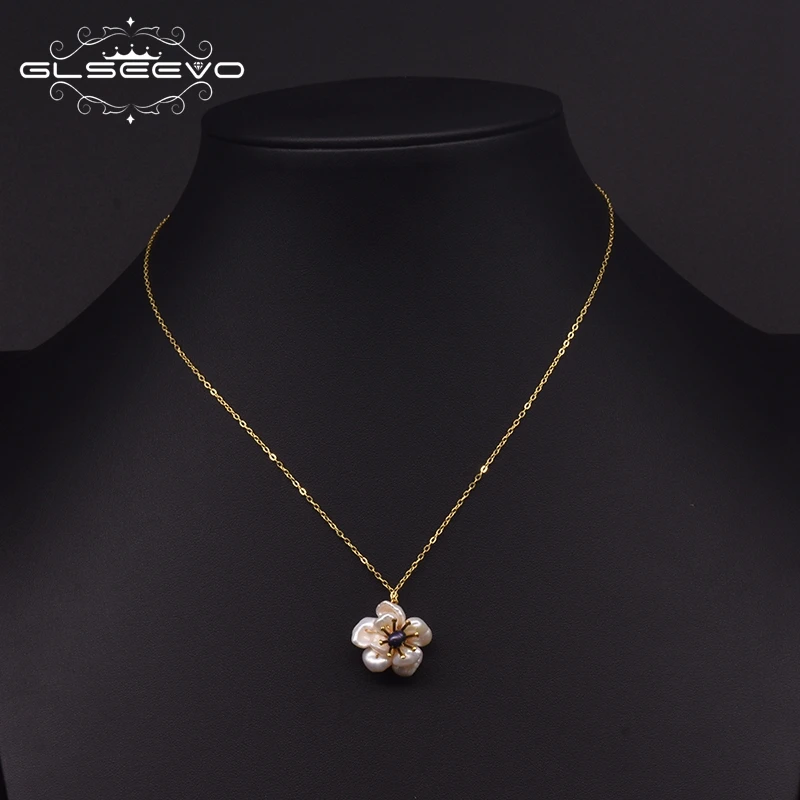 Подвеска из серебра 925 пробы с натуральным жемчугом в стиле барокко|Ожерелья| |