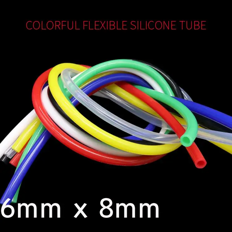 

Colorful Flexible Silicone Tube ID 6mm x 8mm OD Food Grade Non-toxic Drink Water Rubber Hose Milk Beer Soft Pipe Connector