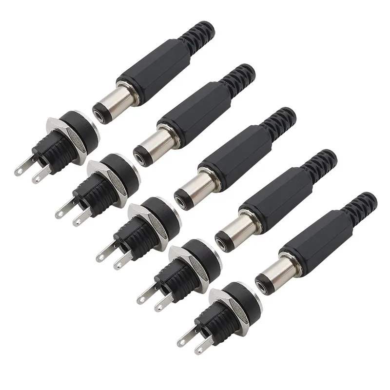 50/100Pair 12V 5.5 x 2.1mm DC-022B DC Power Male Plug Panel Mount Adapter 5.5*2.1mm DC Female Jack Socket Supply Connectors