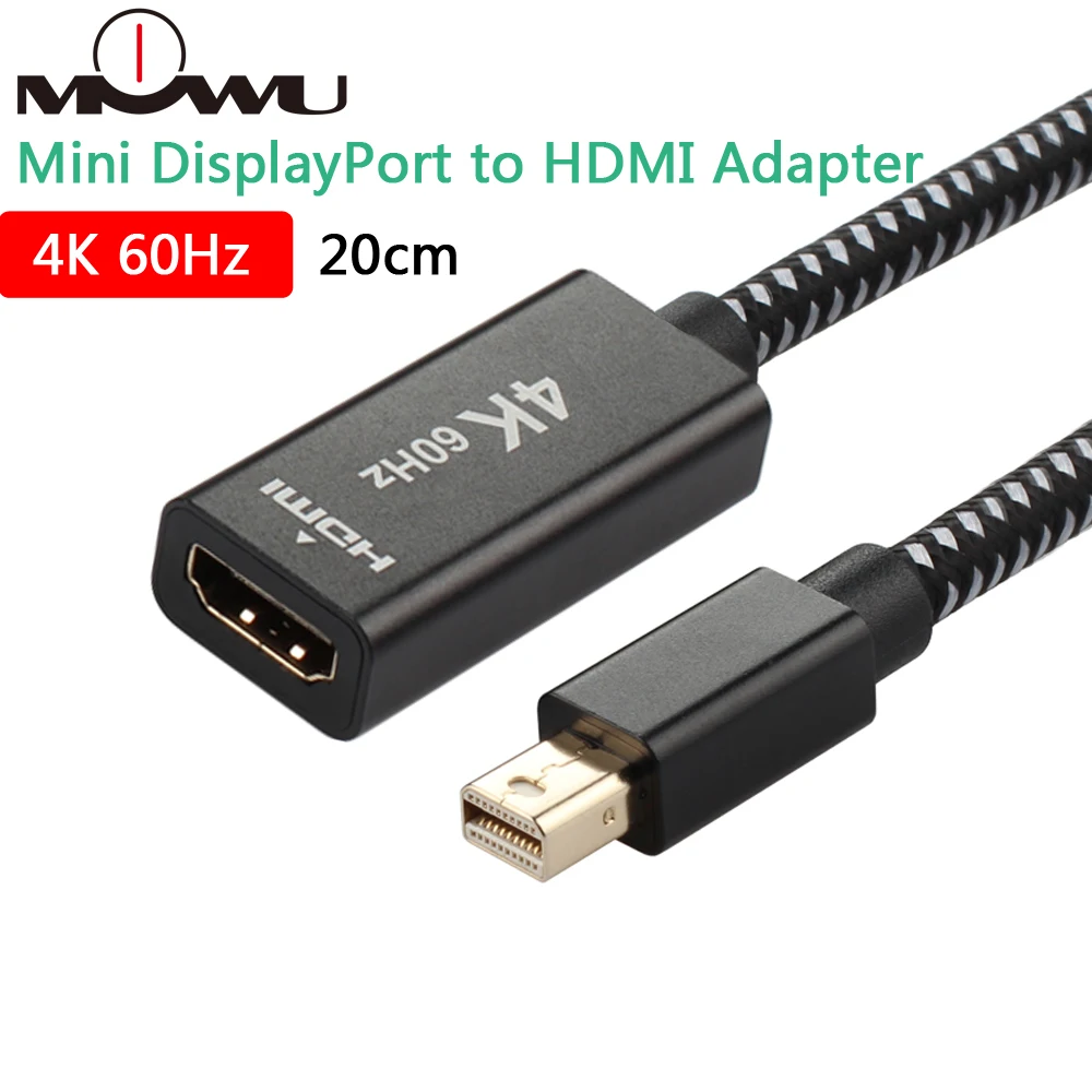 MOWU Mini DisplayPort в HDMI-совместимого адаптера 4K/60Гц конвертер Папа-мама кабель для Microsoft