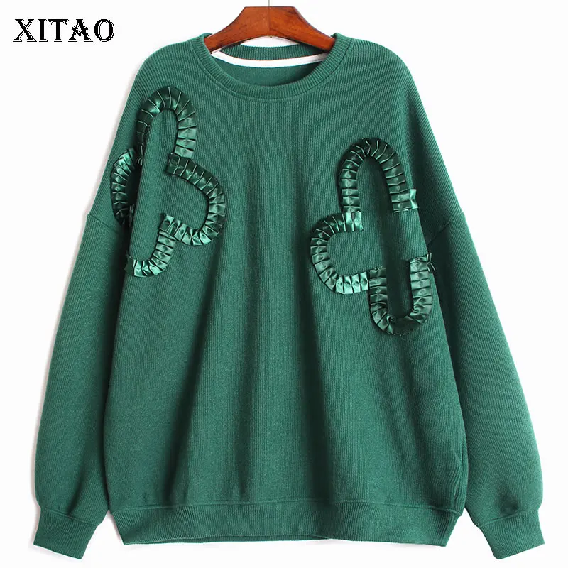 

XITAO Solid Color Pullover Sweatshirts Women 2021 Autumn New Arrival Korea Casual O-neck Long Sleeve Loose All-match GWJ1280