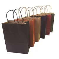 10pcslot 21x15x8cm multifunction dark color kraft paper bag with handles festival gift bag high quality jewelry bags