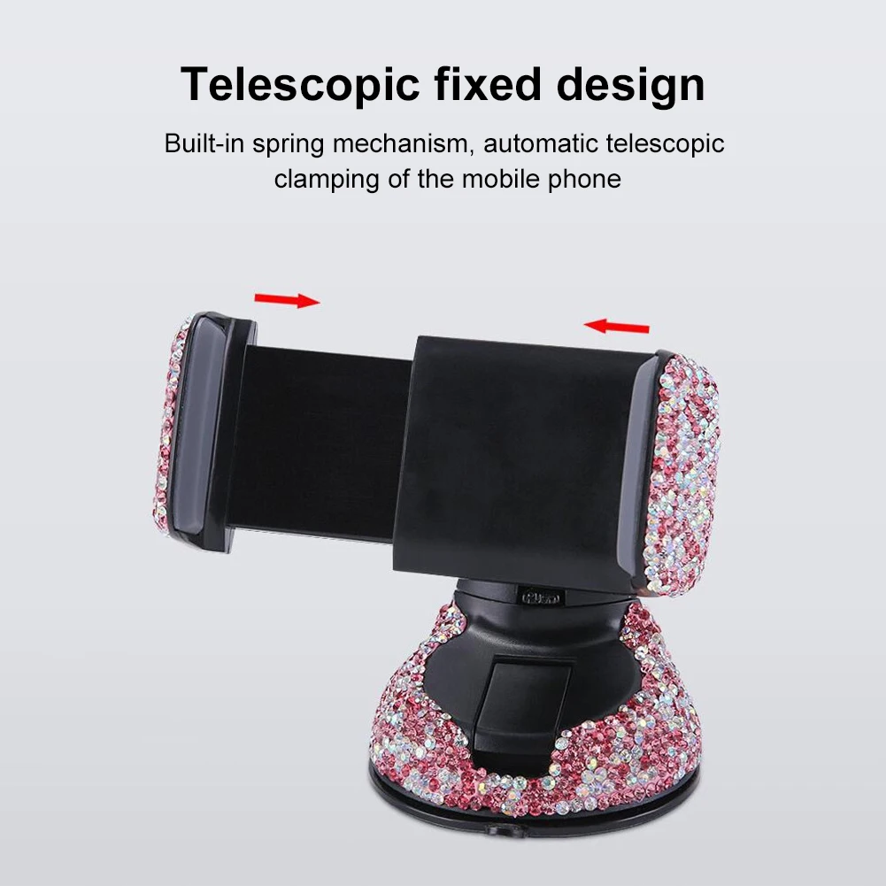 

360 3in1 Car Phone Bracket Crystal Phone Holder Rotating Dashboard Windshield Air Vents Phone Holder Tools Auto Accessories