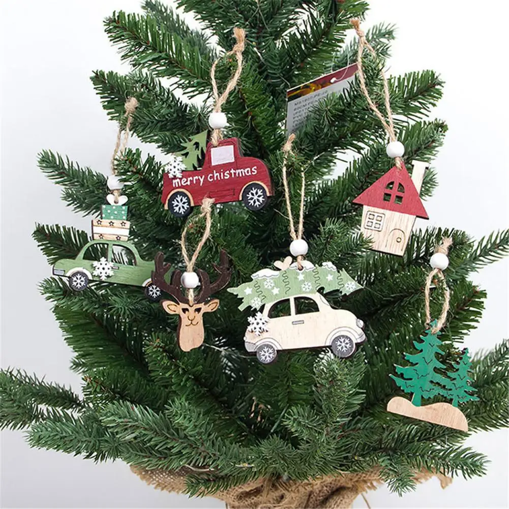3 шт. Рождественская подвесная деревянная креативная Автомобильная елка