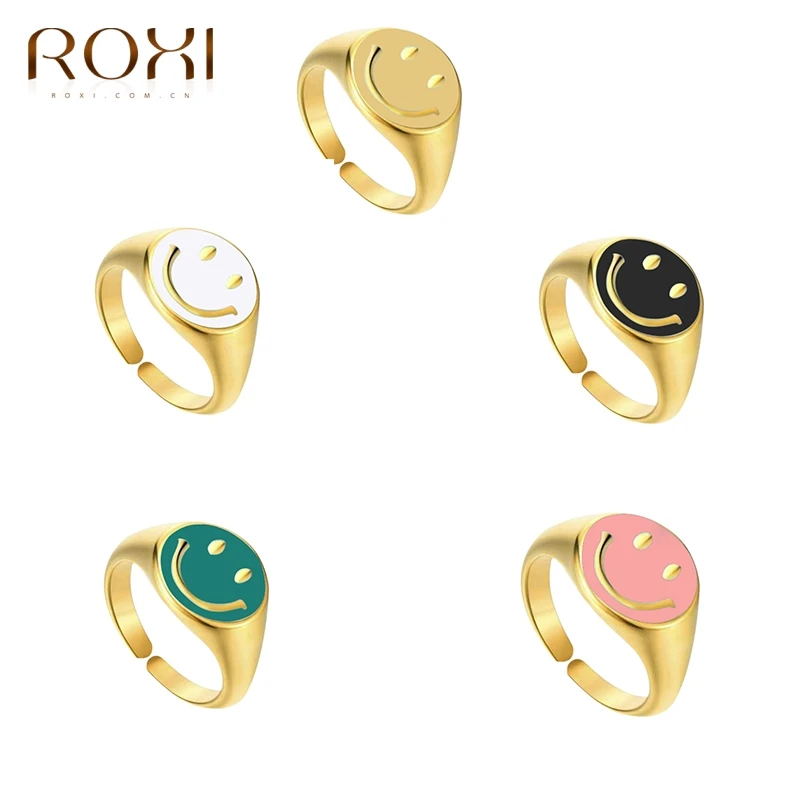 Модные кольца ROXI INS для женщин 2021 кольцо с улыбкой и лицом женское студенческие