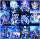 Алмазная 5d картина сделай сам с голубым тигром, полноразмерная Алмазная вышивка, животное, мозаика, картина стразы, Набор для вышивки крестиком, домашний декор