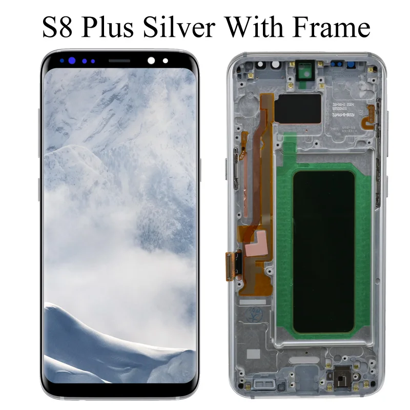 Супер AMOLED S8 lcd с рамкой для SAMSUNG Galaxy S8 G950 G950F дисплей S8 Plus G955 G955F сенсорный экран дигитайзер - Цвет: S8 Plus Sliver Frame