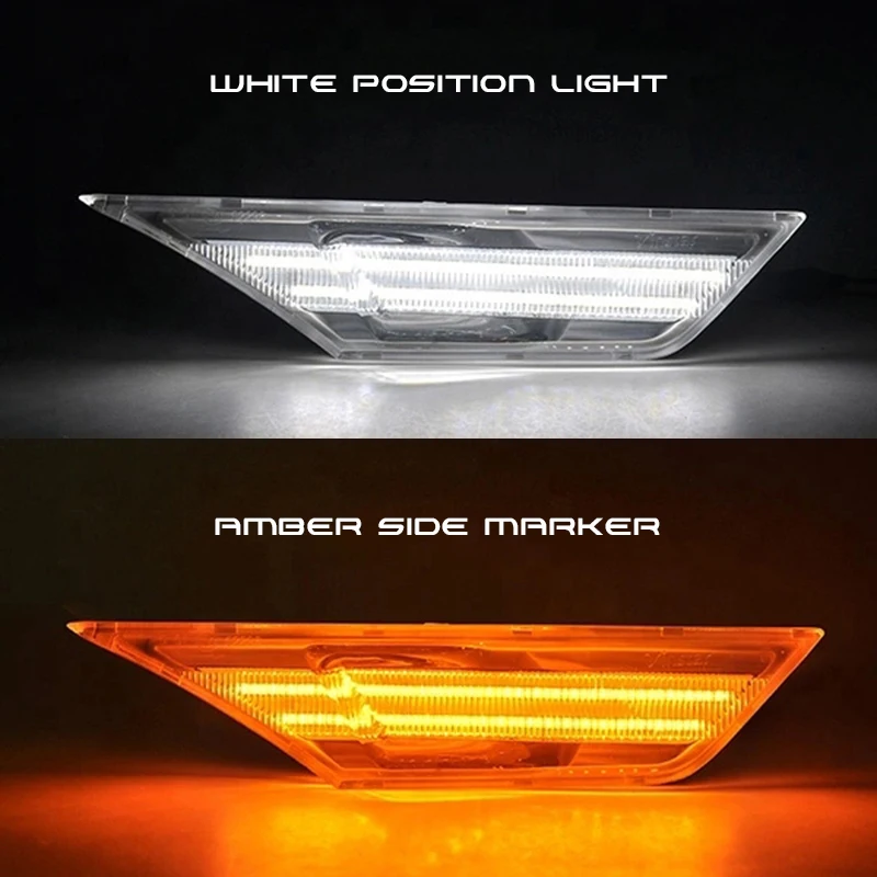 

2x For Honda Civic Sedan Coupe Hatchback 2016 2017 2018 2019 Front Fender Amber Led Side Marker Lights White Running Position