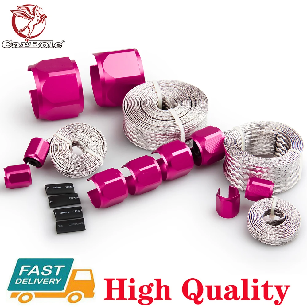 

Flex Braid Steel Braided Radiator Heater Hose Line Wire Cover Sleeve RED ENDS