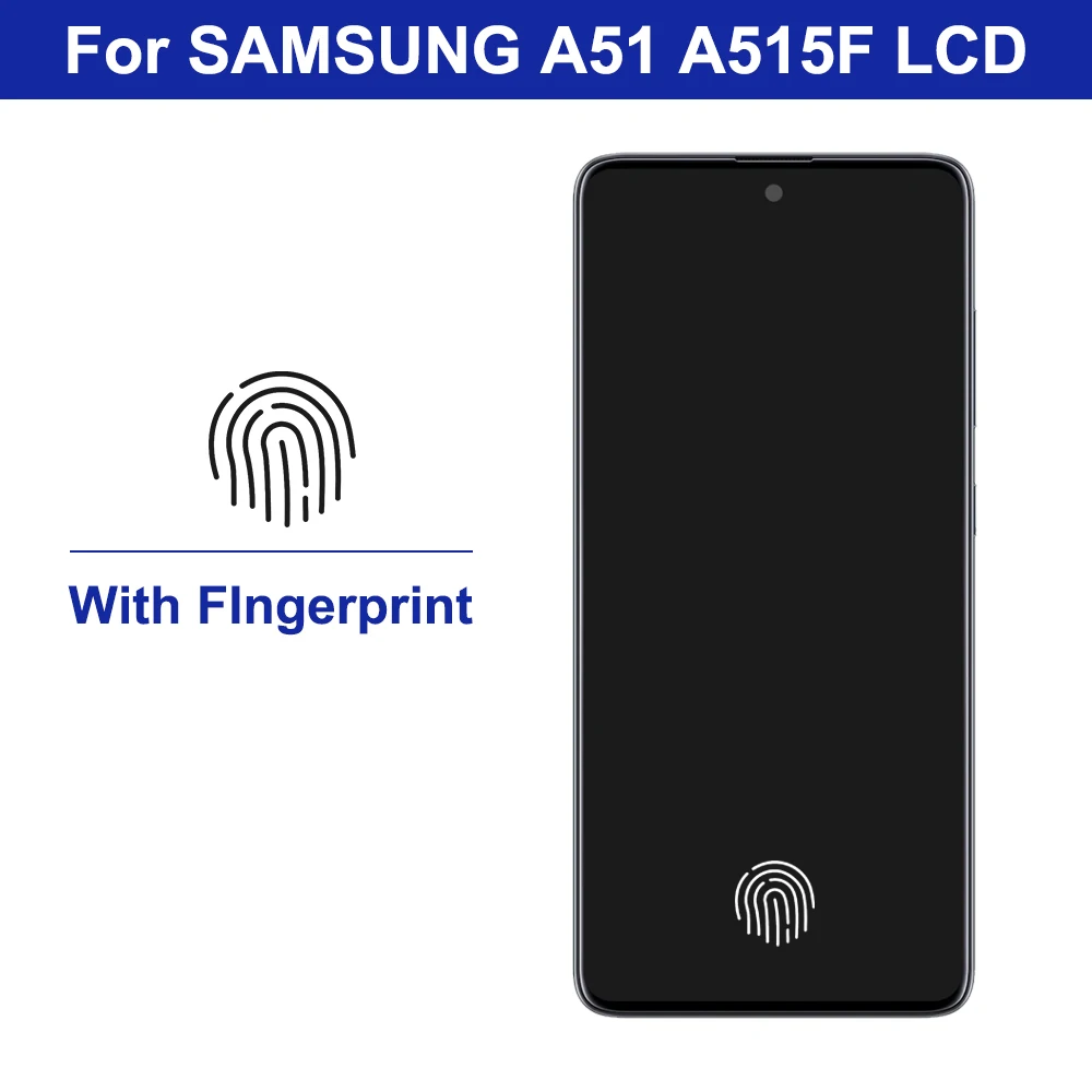 Дисплей 100% SUPER AMOLED для Samsung Galaxy A51 A515 A515F A515F/DS A515FD сенсорный экран с рамкой и