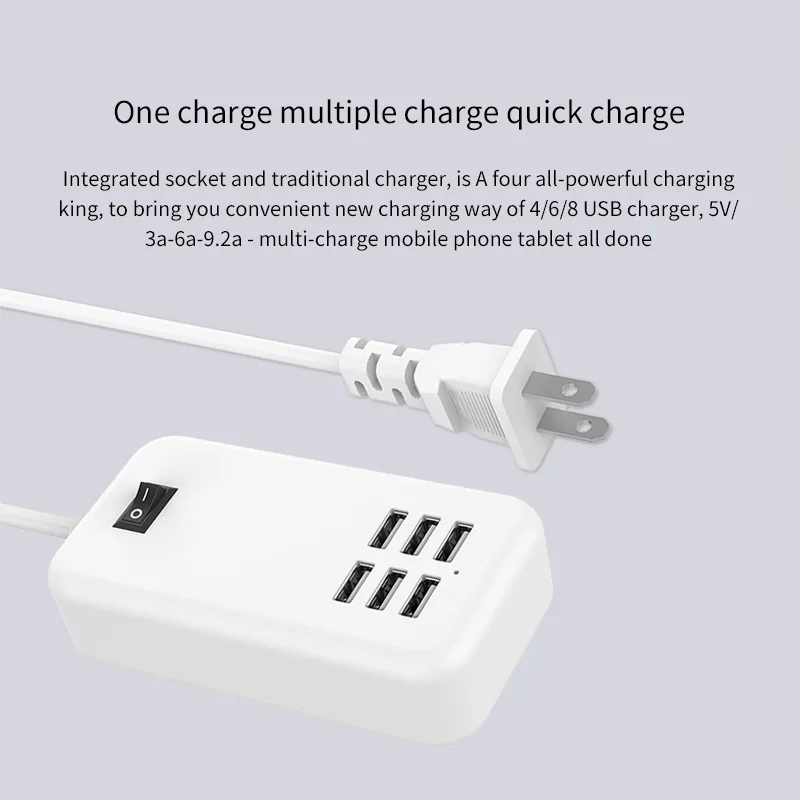 Powstro, 6 usb портов, зарядное устройство для телефона, концентратор, 25 Вт, 5A, настольный, EU/US, штепсельная розетка, зарядка, удлинитель, адаптер питания для iPhone