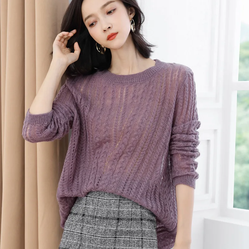 Jumper Pull Oversize Femme Hollow Out Sweater Woman Fashion 2019 Korean Pullover Female Tunic Long Sleeve Thin Loose Tops DD2385 | Женская