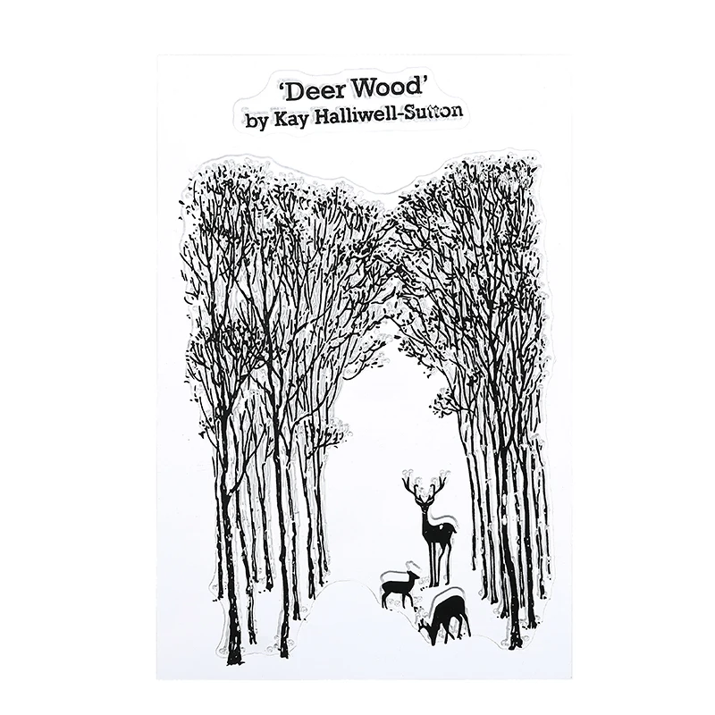 Прозрачный силиконовый штамп Рождественская олень деревья тема сцены резиновый