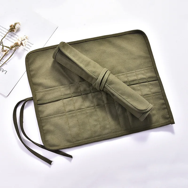 

Canvas roll type pencil case simple stationery portable student pencil roll box boys refreshing type stationery bag 050047
