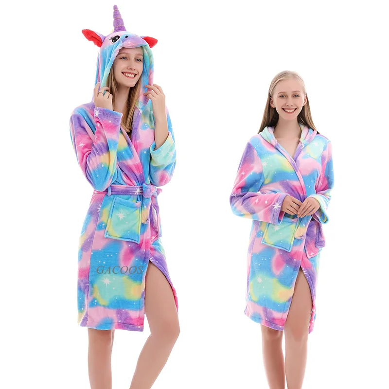 

Adults Animal Bath Robe Sleepwear Unicorn Bathrobe Nightgowns Thick Warm Robe Kigurumi Robes Pajamas Hooded Towel Bathing Suit