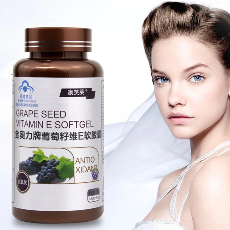 

Pure Grapeseed Extract Grape Seed Extract Vitamin E Oil Softgel Capsules Anti Wrinkles for Face Whitening Skin Care Anti-Aging