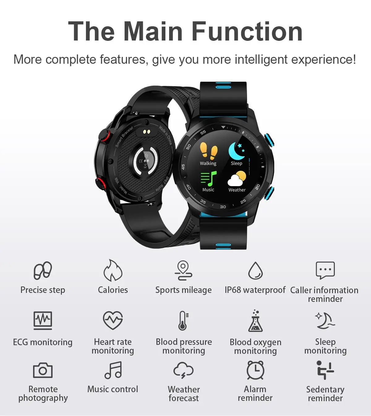 Bakeey V09 Full Touch HD дисплей Smart Band ECG Монитор артериального давления сердечного ритма bluetooth спортивные Смарт-часы для Android для IOS