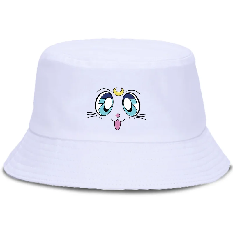 

Sailor Moon Funny Cartoon Harajuku Femela Ullzang Anime 90s Korean Style Graphic Summer Hats for Women Bucket Hat Unisex Cap