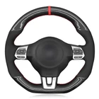 Чехол рулевого колеса автомобиля из мягкого черного углеродного волокна замша для Volkswagen Golf 6 GTI MK6 VW Polo GTI Scirocco R Passat CC R-Line